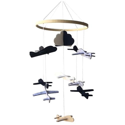 Weddflower Crib Mobiles für Babys, Flugzeuge und Cloud -Filzwind -Chimes Mobile Kleiderbügel, niedliche Cartoon Babyspielzeug von Weddflower