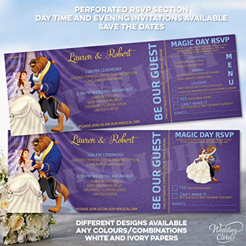 Personalisierbare Einladungskarte für Hochzeit, Motiv: Die Schöne und das Biest, Disney-Motiv, Einladungskarte Personalisierbare Einladungskarte für Hochzeit, Motiv: Die Schöne und das Biest, Disney-Motiv, Einladungskarte von Wedding Cards