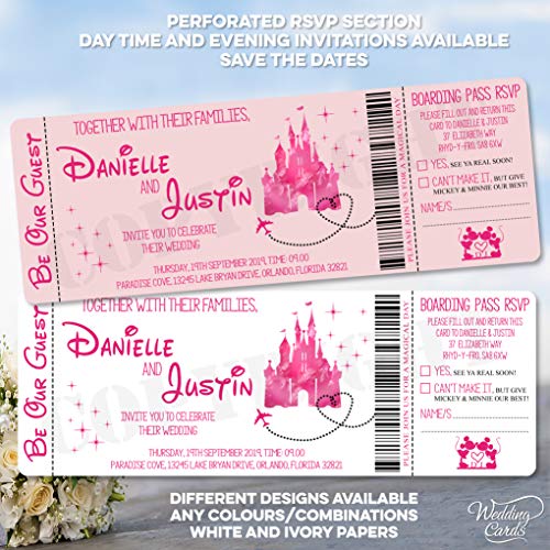 Personalisierte Einladung/Save The Date Aschenputtel Disney Mickey Minnie Hochzeit Geburtstag Ticket Einladungen Party Einladung Mickey Minnie Ariel von Wedding Cards