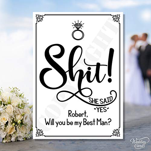 Wedding Cards Hochzeitskarten, lustige Shit she Said yes Will You be My (Any Role) Karte, Weißes Papier, matt, 300 g/m², Mehrfarbig, Postcard von Wedding Cards