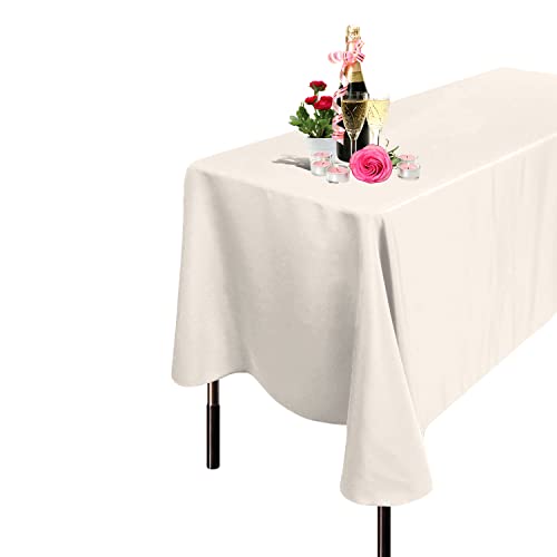 Wedding Supply Tischdecke, rechteckig, Baumwolle, Polyester, für Hochzeit, Esszimmer und Geburtstagsparty, 228 x 396 cm, elfenbeinfarben von WedDecor