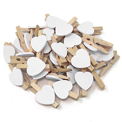 30- mm-Herz-Wäscheklammern, 15 mm große weiße Herzen, Bastelutensil, Shabby Chic, Vintage-Stil, für Hochzeit, holz, Weiß, 30 mm 30- mm-Herz-Wäscheklammern, 15 mm große weiße Herzen, Bastelutensil, Shabby Chic, Vintage-Stil, für Hochzeit, holz, Weiß, 30 mm von Wedding Touches