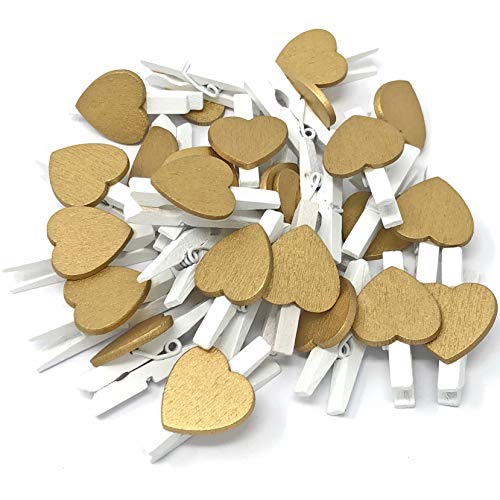 30 mm Wäscheklammer mit 15 mm gold Herz Craft für Shabby Chic Vintage Hochzeit, holz, gold, 30 mm 30 mm Wäscheklammer mit 15 mm gold Herz Craft für Shabby Chic Vintage Hochzeit, holz, gold, 30 mm von YAMOOCO