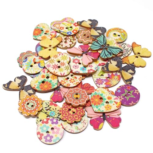 40 Mix natur Floral Shabby Chic Holz Tasten Craft, Verzierungen von Wedding Touches