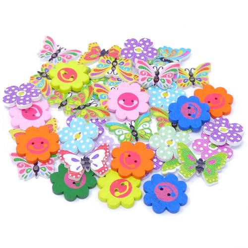 Holzknöpfe Motiv Blume & Schmetterling für Handwerk und Verzierungen, gemischt, 40 Stück Holzknöpfe Motiv Blume & Schmetterling für Handwerk und Verzierungen, gemischt, 40 Stück von Wedding Touches