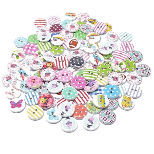 Knöpfe, 100 Stück, Mix, Holz, 15 mm, rund, Shabby Chic, für Bastelarbeiten / Verzierungen Knöpfe, 100 Stück, Mix, Holz, 15 mm, rund, Shabby Chic, für Bastelarbeiten / Verzierungen von Wedding Touches
