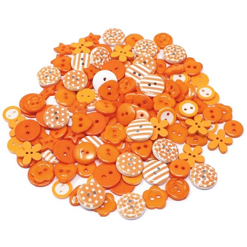Knöpfe aus Holz, Acryl und Kunstharz, Orange, 150 Stück von Wedding Touches