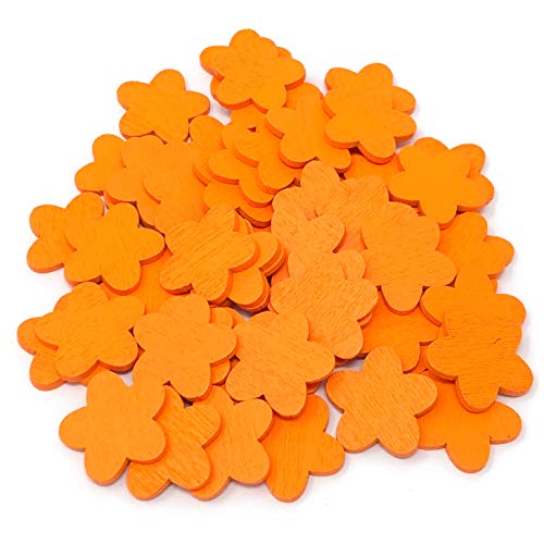 Konfetti-Blumen aus Holz, 16 mm, Orange, 100 Stück von Wedding Touches
