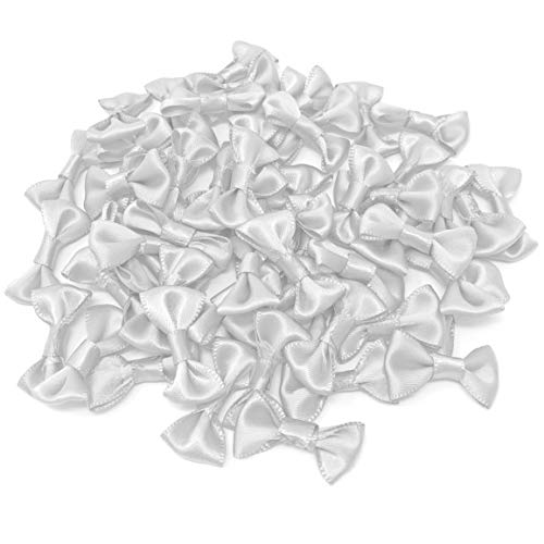 Weiß 30 mm Mini Satin-Schleifen Dekorative Flache Craft Schleife Verzierungen, Band, weiß, 30mm x 10mm von Wedding Touches