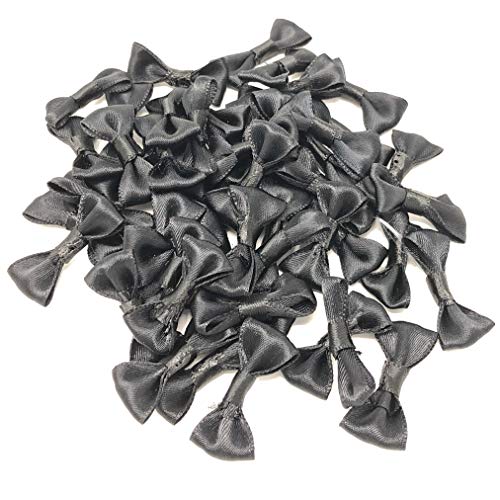 Mini-Schleifen aus Satin, 30 mm, mit flacher Rückseite, schwarz, Band, Schwarz , 30mm x 10mm von Homry