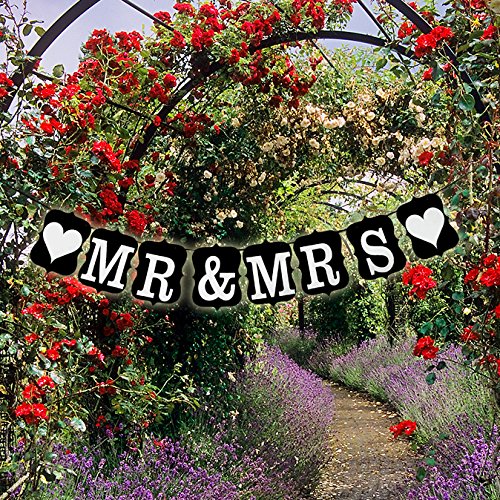 Wimpelkette / Deko für Hochzeiten mit Aufschrift: „Mr & Mrs“, Schwarz von Wedding Touches