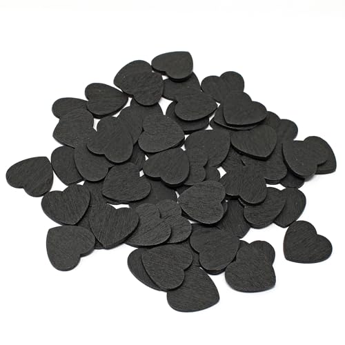 Holzherzen, 18 mm, Aufschrift , Shabby Chic, für Scrapbooking, Vintage, Schwarz – 50 Stück von Wedding Touches