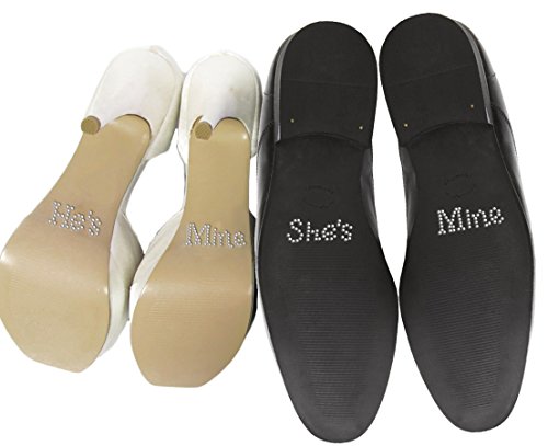 Set von "He 's Mine" She 's mine "Kristall Strass Hochzeit Schuh Aufkleber, Silber Set von "He 's Mine" She 's mine "Kristall Strass Hochzeit Schuh Aufkleber, Silber von Wedding Touches
