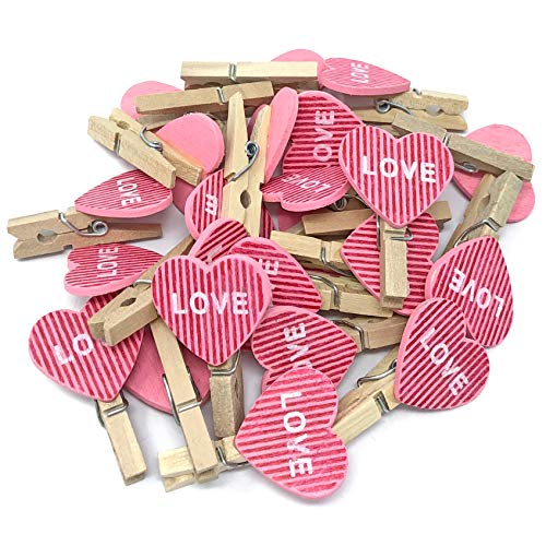 30 mm Wäscheklammer mit 18 mm pink love Herzen Craft für Shabby Chic Vintage Hochzeit, holz, rose, 25 mm 30 mm Wäscheklammer mit 18 mm pink love Herzen Craft für Shabby Chic Vintage Hochzeit, holz, rose, 25 mm von Wedding Touches