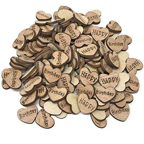 Wedding Touches 250 x Happy Birthday 15 mm Herzen Holz Shabby Chic Scrapbook Embellishments Vintage Confetti Heart von Wedding Touches