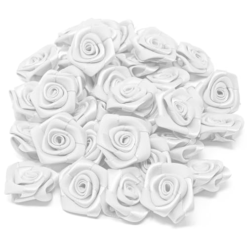 Wedding Touches Weiße 25 mm Satinband Rosen Blumen Dekorative Handwerk Blumen (10) von Wedding Touches