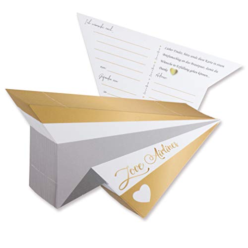 WeddingTree 50 Ballonkarten Hochzeit Vintage - Goldener Flieger Design - Ballonflugkarten für Hochzeit - Extra leicht für langen Flug - Gelocht WeddingTree 50 Ballonkarten Hochzeit Vintage - Goldener Flieger Design - Ballonflugkarten für Hochzeit - Extra leicht für langen Flug - Gelocht von WeddingTree