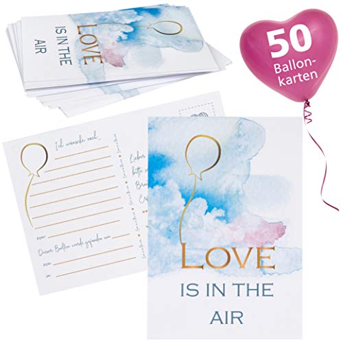 WeddingTree 50 Ballonkarten Hochzeit Vintage - Love is in the air Design - Ballonflugkarten für Hochzeit - Extra leicht für langen Flug - Gelocht WeddingTree 50 Ballonkarten Hochzeit Vintage - Love is in the air Design - Ballonflugkarten für Hochzeit - Extra leicht für langen Flug - Gelocht von WeddingTree