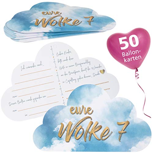 WeddingTree 50 Ballonkarten Hochzeit Vintage - Wolken Design - Ballonflugkarten für Hochzeit - Extra leicht für langen Flug - Gelocht WeddingTree 50 Ballonkarten Hochzeit Vintage - Wolken Design - Ballonflugkarten für Hochzeit - Extra leicht für langen Flug - Gelocht von WeddingTree