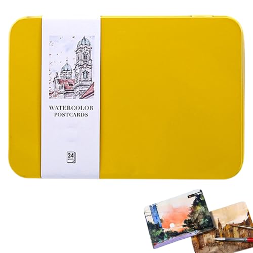 24 Blatt Aquarell-Postkarten, blanko, 10 x 15 cm, Baumwoll-Aquarellkarten in Dose, 300 g/m², zum Malen, für Grußkarten und DIY-Kunstprojekte, hellgelb 24 Blatt Aquarell-Postkarten, blanko, 10 x 15 cm, Baumwoll-Aquarellkarten in Dose, 300 g/m², zum Malen, für Grußkarten und DIY-Kunstprojekte, hellgelb von Wedhapy