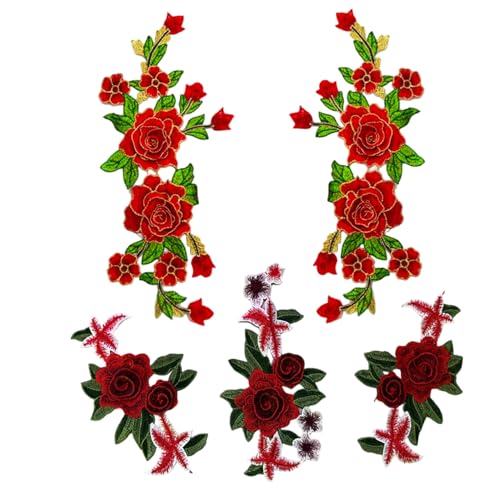 Blumenflecken 5pcs Rot Polyester Faserblume Applikation mit grünem Blatt nähen auf gestickten Flecken für Kleidung, Rucksäcke und mehr Blumenflecken 5pcs Rot Polyester Faserblume Applikation mit grünem Blatt nähen auf gestickten Flecken für Kleidung, Rucksäcke und mehr von Wedhapy