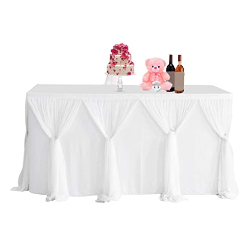 Tülltischdecke Runde rechteckige Tischdecken Pomp Kleider für Hochzeit Geburtstagsdekorationen Weiß 6ft Weißer Tischrock Tischrock Tischdecke Tischgeschirr Stofftischdecken rund rechteckig von Wedhapy