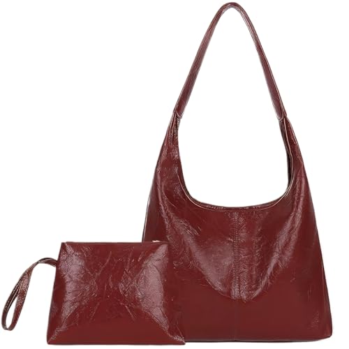 Umhängetasche für Damen Schultertasche Weinrot große Kapazität Leder Tragetasche mit Magnetverschluss Retro und stilvoll einfach passende Beuteltaschen für Damen Home Umhängetasche für Damen Schultertasche Weinrot große Kapazität Leder Tragetasche mit Magnetverschluss Retro und stilvoll einfach passende Beuteltaschen für Damen Home von Wedhapy