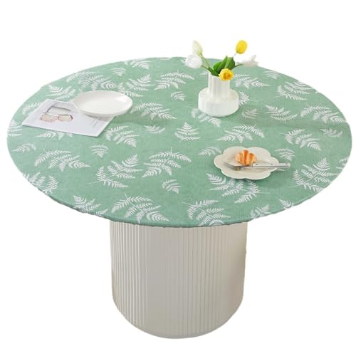 Wedhapy Runde Tischdecke mit Gummizug, 60 Zoll wasserdichte runde Tischdecke, rutschfeste elastische Tischdecken mit Flanellrückseite für 43,31 55,12 Zoll runde Tische. Runde Tischdecke mit Gummizug von Wedhapy