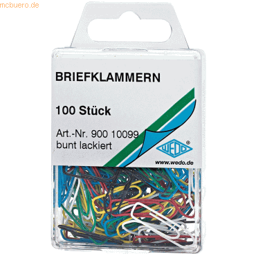 10 x Wedo Büroklammern farbig lackiert 26mm VE=100 Stück von Wedo