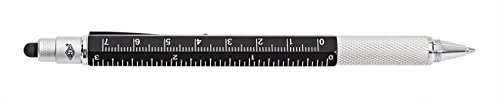 Wedo 2614201901 Touch Stift Multi-Tool (mit Kugelschreiber, Duo-Bit Schraubenzieher für Schlitz- und Kreuzschrauben cm / Zoll Lineal) schwarz von WEDO