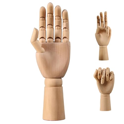 Handmodell, artikulierter Hand 3, 5x12 Zoll rechtes Modell mit beweglicher Gelenk DIY -freundlichem Holz für Zeichnen, Malen, Skizzieren, Handschuhdisplay von Weduspaty
