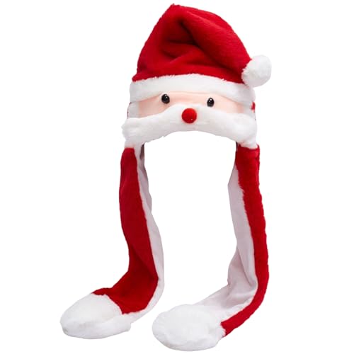 Hut mit bewegenden Ohren, bewegender Ohrhut Flauschige freie Größe Weihnachten süßer Cartoon Verrückte Thermalfest für Kinder, Erwachsene, Santa von Weduspaty