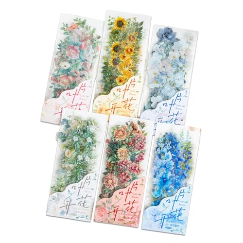 Journaling -Aufkleber, 6 Pack (120pcs) Blumenaufkleber für Scrapbooking Vintage Blumen für die Dekoration für die Erstellung von Zeitschriften von Weduspaty