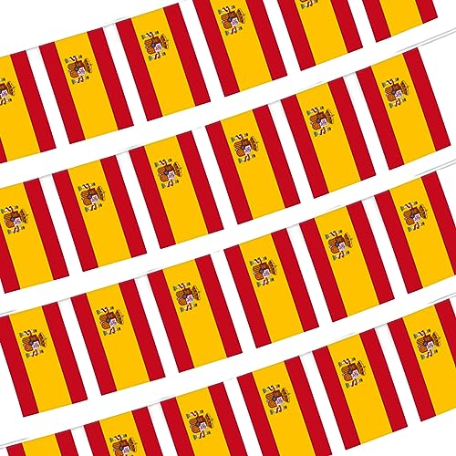 Weduspaty 38 Flaggen Qualität Spanien Flagge Bunting 10 m/30 Fuß Party Dekoration Spanische Bunting -Fußballbanner für National Day Rugby Football Fan Party Dekorationen von Weduspaty