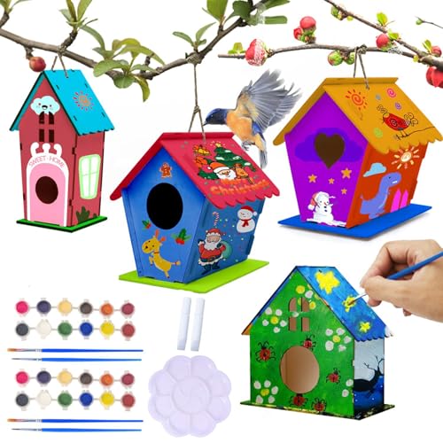 Weduspaty Birdhouse -Kits für Kinder, Vogelhaus Kit, 4PCS Holz Vogelhäuser zum Malen und Bauen, DIY -Vogelhaus -Kits mit für Kinder Weduspaty Birdhouse -Kits für Kinder, Vogelhaus Kit, 4PCS Holz Vogelhäuser zum Malen und Bauen, DIY -Vogelhaus -Kits mit für Kinder von Weduspaty