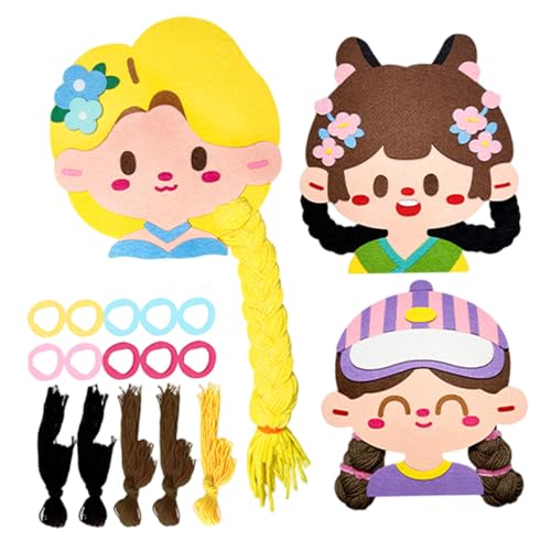 Weduspaty Haarbraider, Haarflechten für Mädchen, Bildungsbraun mit Puppenkopf, Garne, Stirnbändern und für Mädchen im Alter von 3 bis 12 Jahren von Weduspaty