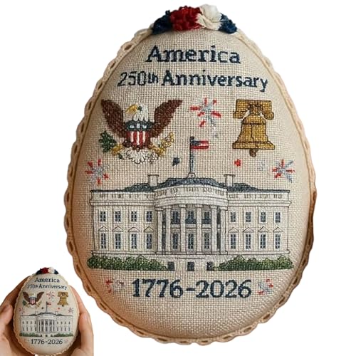 Weduspaty Stickereien für Erwachsene, Stickkit für die Feier des amerikanischen 250 -jährigen Jubiläums Ei -Form patriotische Handwerkskits für Erwachsene von Weduspaty