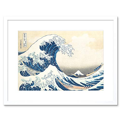 Hokusai Great Wave off Kanagawa Framed Wall Art Print Großartig Wand von Wee Blue Coo