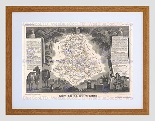 The Art Stop 1852 LEVASSEUR MAP DEPARTMENT DE LE HAUTE VIENNE FRANCE FRAMED PRINT B12X2173 von Wee Blue Coo