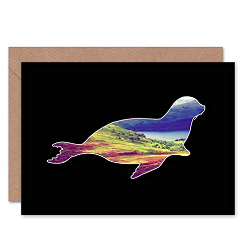 Wee Blue Coo PHOTO ANIMAL OUTLINE SCENIC INSET SEAL LOCH VALLEY ART GREETINGS CARD von Wee Blue Coo