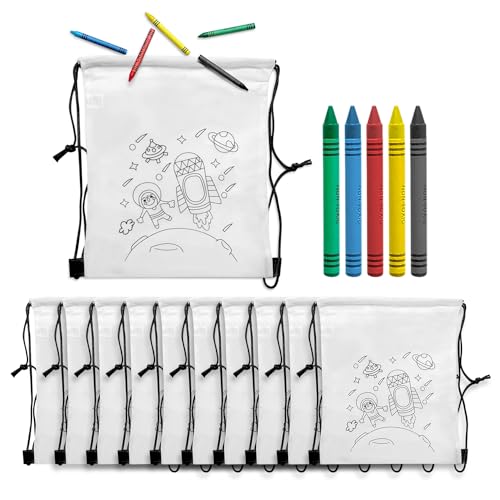 WeeKids Rucksäcke zum Ausmalen von Kindern | 25 Rucksäcke + 25 Sets mit 5 farbigen Wachsen in jedem Rucksack | Mitgebsel Kindergeburtstag Gastgeschenke und Kleine Geschenke für Kinder (25) von WeeKids