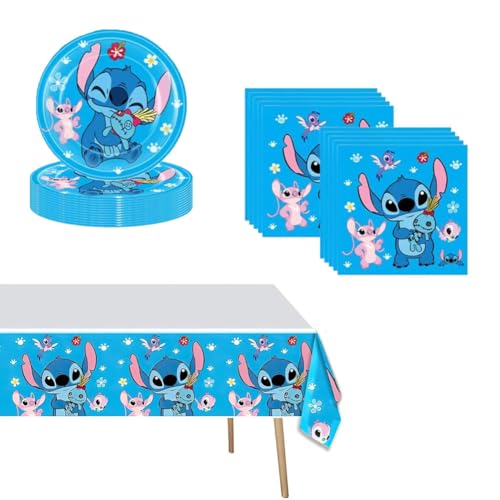 41-teiliges Kinder-Partyzubehör-Set für 20 Gäste, Geburtstagsparty-Geschirr mit Papptellern, Servietten, Tischdecke für Geburtstagsparty, Babyparty, Dekoration (Stil C) von Weekcos