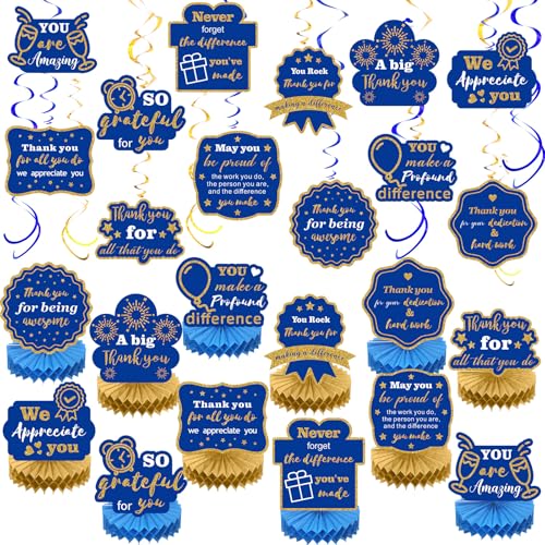 Weekgrat "We Appreciate You" Dekorationen in Blau / Gold, mit Wabenstruktur, Waben, für Lehrer, Krankenschwester, Mitarbeiter, Abschlussfeier, Wertschätzung, Partyzubehör, 24 Stück Weekgrat "We Appreciate You" Dekorationen in Blau / Gold, mit Wabenstruktur, Waben, für Lehrer, Krankenschwester, Mitarbeiter, Abschlussfeier, Wertschätzung, Partyzubehör, 24 Stück von Weekgrat