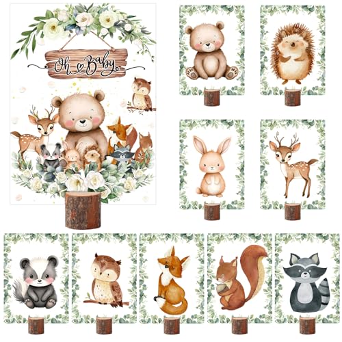 Weekgrat Woodland Tafelaufsätze und Holzständer, Waldtiere, Babyparty-Dekorationen, doppelseitig, Dschungel, Wild, Geburtstagsparty, Waldmotive, Tafelaufsätze für den Tisch, 10 Stück Weekgrat Woodland Tafelaufsätze und Holzständer, Waldtiere, Babyparty-Dekorationen, doppelseitig, Dschungel, Wild, Geburtstagsparty, Waldmotive, Tafelaufsätze für den Tisch, 10 Stück von Weekgrat