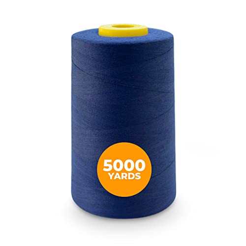 Weemex Overlockgarn 100% Polyester | 11 Optionen | Nähmaschinengarn Thread, Overlock, Singer, Janome usw. | 5000 Yards, 40 S/2 für jeden Zweck (Navy blau) von Weemex