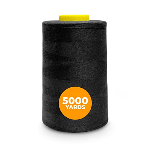 Weemex Overlockgarn 100% Polyester | 11 Optionen | Nähmaschinengarn Thread, Overlock, Singer, Janome usw. | 5000 Yards, 40 S/2 für jeden Zweck (Schwartz) von Weemex