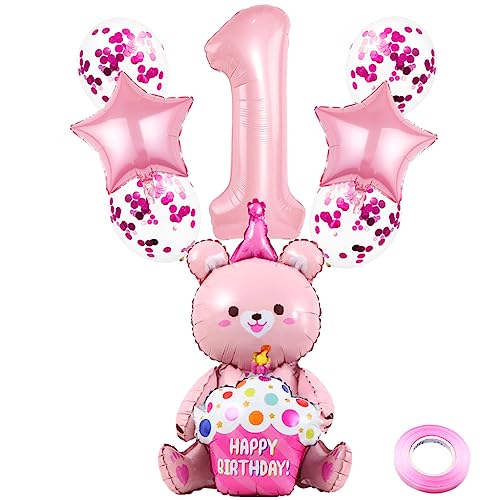 Weenkeey 1 Jahre Bären Geburtstag Deko Große Bär Folienballon 1. Geburtstag Bär Ballon Rosa Zahl 1 Luftballon für Mädchen Jungen Geburtstag Party Weenkeey 1 Jahre Bären Geburtstag Deko Große Bär Folienballon 1. Geburtstag Bär Ballon Rosa Zahl 1 Luftballon für Mädchen Jungen Geburtstag Party von Weenkeey