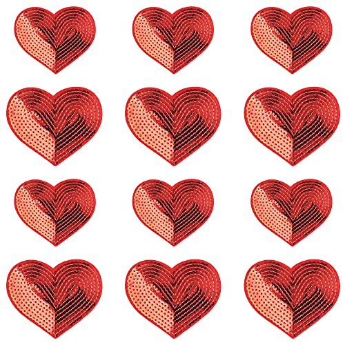 Weenkeey 12 Stück Herz Pailletten Patches - Liebe Aufbügeln Applikationen Bling Gestickte Aufnäher für Kleid Jeans Jacken Hüte Taschen Schuhe - 2 Größen Rot Weenkeey 12 Stück Herz Pailletten Patches - Liebe Aufbügeln Applikationen Bling Gestickte Aufnäher für Kleid Jeans Jacken Hüte Taschen Schuhe - 2 Größen Rot von Weenkeey