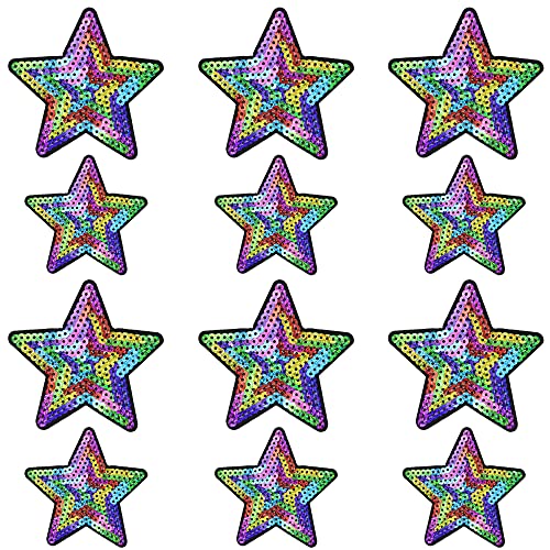 Weenkeey 12 Stück Stern Pailletten Patches Pentagramm Aufbügeln Applikationen Bling Stern Gestickte Aufnäher für Kleid Jeans Jacken Hüte Taschen Schuhe - 2 Größen Mehrfarbig Weenkeey 12 Stück Stern Pailletten Patches Pentagramm Aufbügeln Applikationen Bling Stern Gestickte Aufnäher für Kleid Jeans Jacken Hüte Taschen Schuhe - 2 Größen Mehrfarbig von Weenkeey