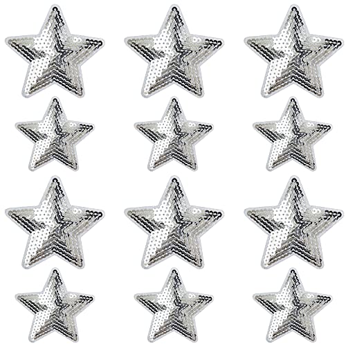 Weenkeey 12 Stück Stern Pailletten Patches Pentagramm Aufbügeln Applikationen Bling Stern Gestickte Aufnäher für Kleid Jeans Jacken Hüte Taschen Schuhe - 2 Größen Silber Weenkeey 12 Stück Stern Pailletten Patches Pentagramm Aufbügeln Applikationen Bling Stern Gestickte Aufnäher für Kleid Jeans Jacken Hüte Taschen Schuhe - 2 Größen Silber von Weenkeey